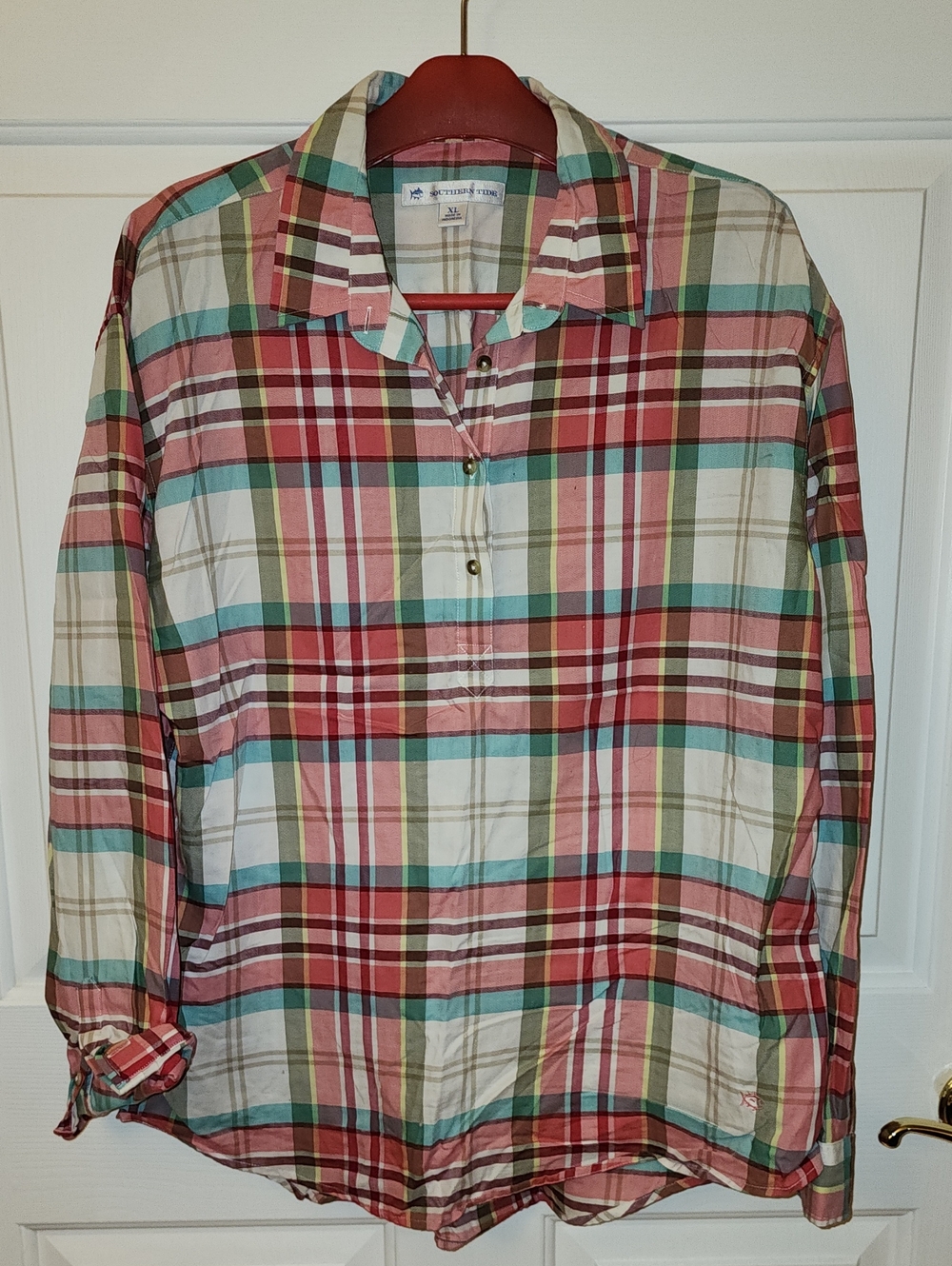 Southern Tide Plaid Tunic - Red, Pink, Teal, Cream